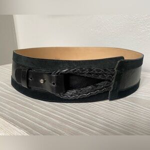 Neiman Marcus by Streets Ahead Black Leather and Suede Belt Size Medium